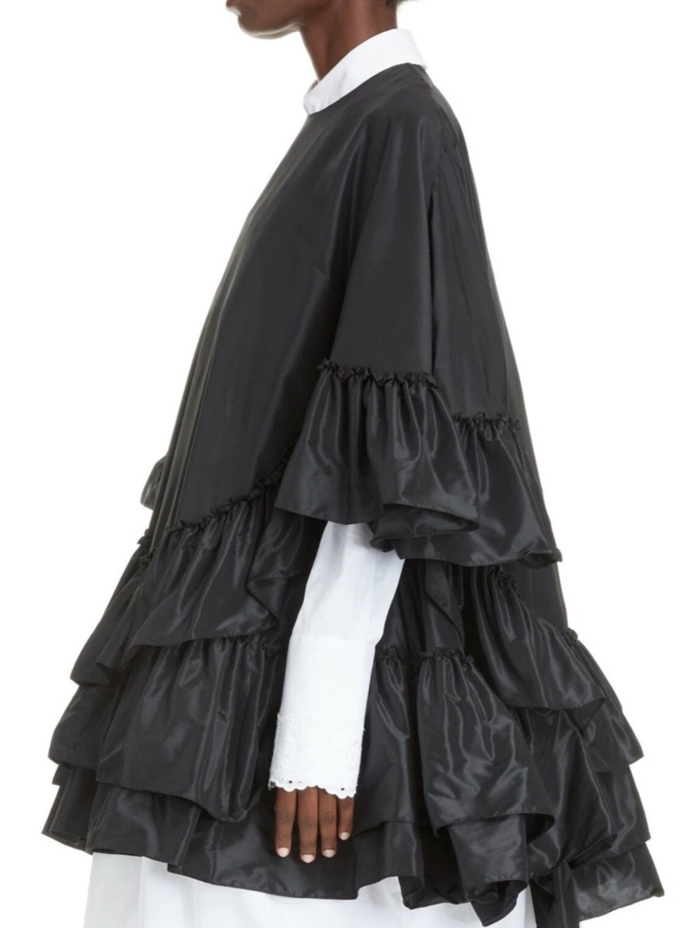 Simone‎ Rocha Frill Tiered Ruffle Taffeta Trapeze Dress Black Size UK 10 US 6 - Picture 2 of 8